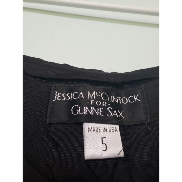 VTG Y2K Jessica McClintock Juniors 5 Prom Dress Homecoming Sheer Mid Black Bling - Picture 6 of 6